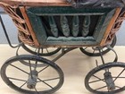 Vintage Antique Baby Doll Carriage Stroller Buggy Wicker Wood   Steel Fast Shipg