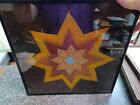 Vintage Mid Century Fabric Wall Art Layered Star Framed 12  X 12 