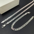 925 Sterling Silver 6mm Fashion Chain Jewelry Set Women Bracelet Necklace Set