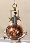 Vintage Industrial Copper Brass   Aluminum Steampunk Hanging Cargo Pendant Light