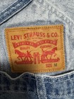 Levis Shortalls Womens Medium Denim Jean Overalls Distressed Raw Hem Pockets