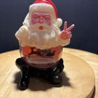 Vintage 60s 70shard Plastic Snowdome Snow Globe Santa Claus Flashing Peace Sign