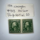 Us Scott  443 Washington Coil Joint Stamp Pair 1914 Issue  One Cent Mnh xf Og