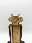 Vintage Bicycle Racing Trophy Gold Bike Wood Pedestal Cycling Award 9   