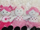 Lot 3 Baby Starters Gear Pigtails Pink Plush Doll Polka Dot Soft Lovey Toy 13 