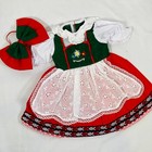 Red green Swedish Embroidered Dress Outfit For 18  American Girl Doll Kirsten