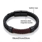 Braided Leather Bracelet Men Black Red Double Layer Magnetic Clasp