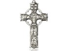 Sterling Silver Celtic Irish Cross Pendant 24  Endless Chain Necklace   Gift Box