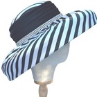 Lily   Taylor Church Hat Women Os Black White Euc Vintage Striped Rhinestone Euc