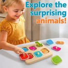 Baby Wooden Animal Peg Puzzle 6 Piece Toddler Montessori Shape Sorting Toy
