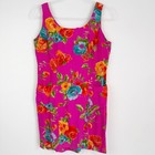 Vintage 90s Y2k Pink Floral Sheath Tank Mini Dress   Size 6 Bright Colorful Moda
