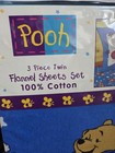 90s Disney Winnie The Pooh Vintage Flannel Sheets 3 Pc Twin Set New  mc194