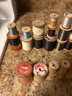 Lot Vintage Wooden Thread Spools Clark   s  Etc  Plus Empty Wood Spools