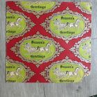 Vtg 1950 s Christmas Wrapping Paper Gift Wrap Santa  Bells  Seasons  Greetings