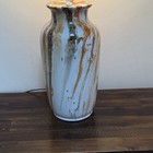 Vtg Lg Ceramic Drip Glaze Table Lamp Earth Tone Mcm Studio Pottery Style Works