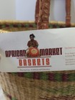 African Market Basket Bolga Oval Hand Woven With Leather Strap Reshapeable Large