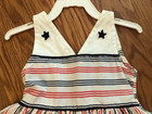 Vintage 1950s Toddler Girls Red White Blue Striped Dress Size See Measurements