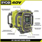 Ryobi 40v 1800-watt Portable Battery Inverter Power Station And 4-port Charger