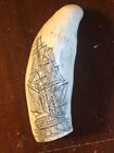 Scrimshaw Sperm Whale Tooth Resin Reproduction Stephen Decatur   Constitution 8 