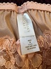 Vtg Victoria s Secret Shiny Satin Peach Lace High Cut Panties Medium Usa 80   s