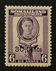 Travelstamps  1942 Somaliland Stamps Sc  120 Sg 109 - 30c On 6 Annas Kgvi Mogh