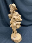 Vintage 16 5    Hand   carved Wooden Folk Art Man Figurine     Rustic Traveler Statue