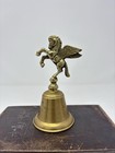 Vtg Solid Brass Pegasus Bell Winged Horse Mythical Figurine Handbell 1970s Decor