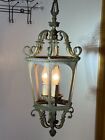 Beautiful Antique Early 20th Century Bronze Lantern 3 Bulb Very Heavy