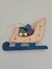 3 Vintage 1984 Hand Painted Wooden Sleigh With Presents Christmas Tree Ornaments