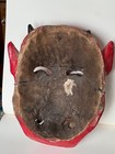 Vintage Devil Mask Mexican Folk Art Wall Decor Carved Wood Red   Black