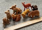 Lot 8 Vtg Kunstlerschutz Wagner Flocked Handwork Animals Germany Bears  Fox  
