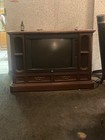 Zenith Floor Model Tv With Drawers And Speakers Great Condition Screen Turns On 