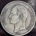 1936 Venezuela Silver 5 Bolivares Silver Coin 90  Silver  large  