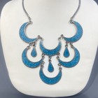 Vtg Bib Collar Necklace Crushed Turquoise Inlay Mexico Alpaca Nickel Silver