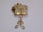 Music Stand Gold Brass Metal With Garland Ornament Christmas Holiday Vintage Old
