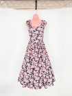 Vintage Laura Ashley Navy Floral Fit   Flare Cotton Dress Uk 14     100  Cotton