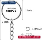 50pcs Bulk Keychains Set  Split Keychains Rings With Chain 1 Inch  Key Rings