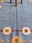 Antique Swedish Rug Blue Vintage Kilim Handmade Flat Weave Boho Large Area Rug