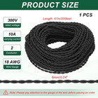 Vintage Black Twisted Cloth Covered Wire 200 Ft  Ul Listed 18awg For Diy Lamps