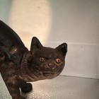 Vintage Hubley Cast Iron Cat Doorstop     10 5    Tall  6 Lbs     Black Finish