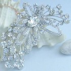 4 13  Wedding Bridal Flower Brooch Pin Clear Rhinestone Crystals Pendant 04621c1
