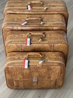 Triumph American Tourister Soft Brown Leather Suitcases Luggage 4 Pc Set - Mint
