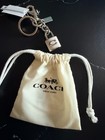 Nwt Coach Lock Bag Charm Key Ring Fob Silver chalk Cef95 With Dust Bag