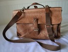 Calvin Klein  ck Crest Logo  Vintage Brown 100  Leather Briefcase
