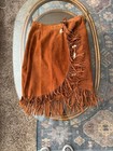 Vintage Hb Leather Two Peice Leather Skirt Fringe   Feather Native western 1970s