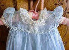 Vintage 1960 s Sheer Toddler Blue Dress Lace Embroidery Collar   Vtg  White Slip