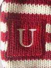 Monogram Letter U Knit Mini Xmas Stocking 7  Red white Stripes Wondershop Target