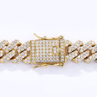 Men s Heavy Iced Cz Out Miami Cuban Link Chain With Gold Plated Stainless Steel