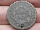1848 Braided Hair Large Cent Penny- Good Details  Holed For Necklace