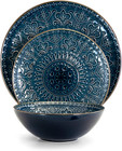 Sea Blue 16-piece Round Stoneware Dinnerware Set - Deepsea Mozaic
